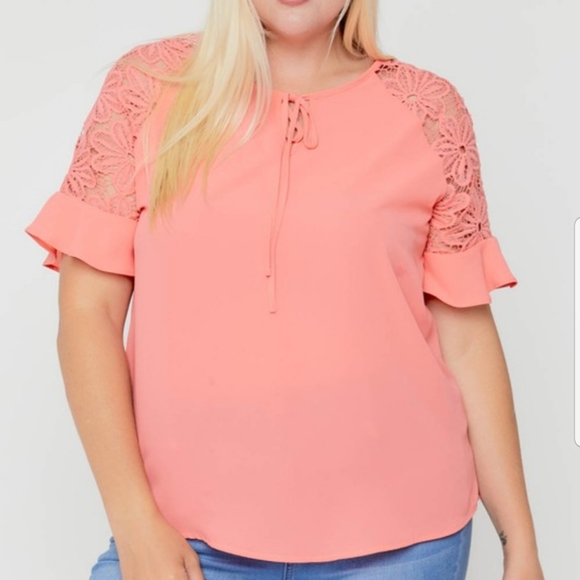 Plus size ruffle sleeve top - Picture 2 of 7